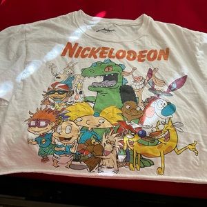 XS white Nickelodeon multi color crop top.